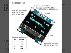 0.96'' I2C ماژول صفحه نمایش OLED 128x64 رزولوشن SSD1306 رابط