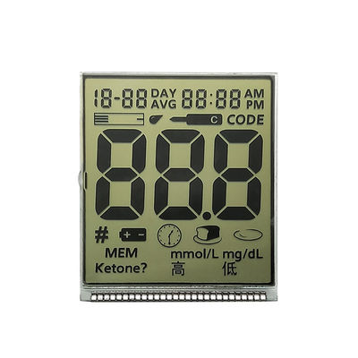 قیمت خوب صفحه نمایش قطعه LCD سفارشی HTN مثبت بدون نور پس زمینه برای گلوکوز خون آنلاین