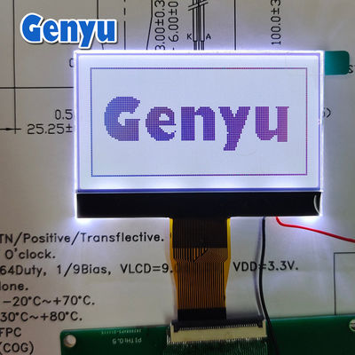 قیمت خوب 2.42 اینچ 128x64 صفحه نمایش LCD شفاف نورپردازی سفید 24PIN اتصال FPC آنلاین